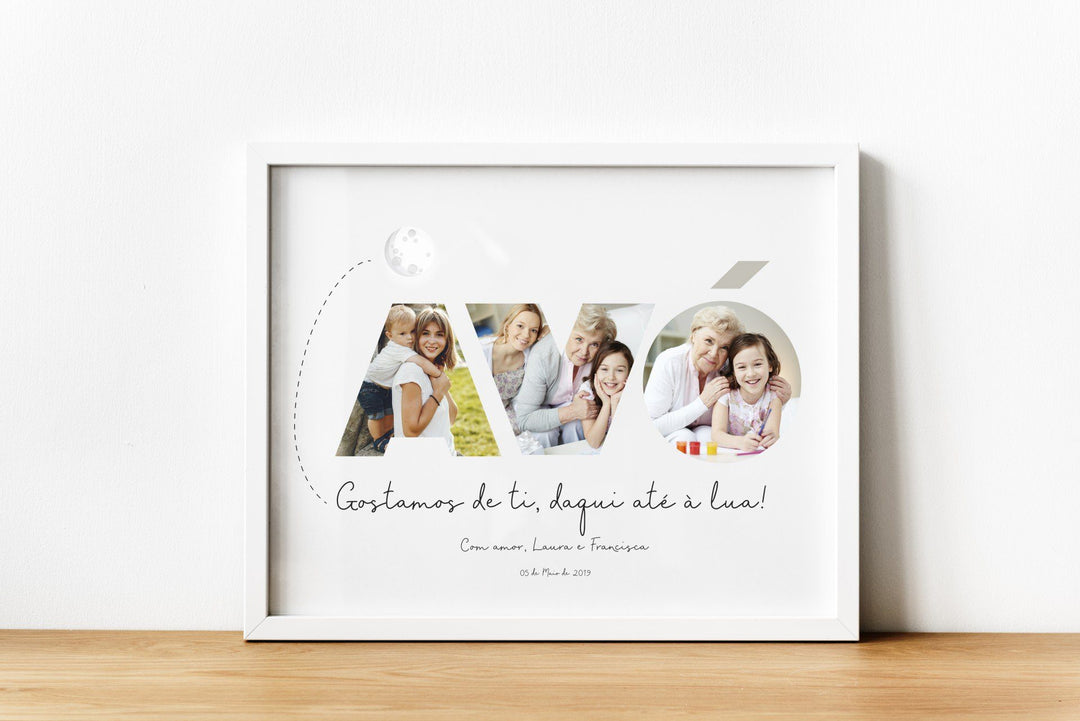 Quadro Moldura AVÓ, AVÔ, AVÓS com Fotografia e Frase Gosto de Ti...