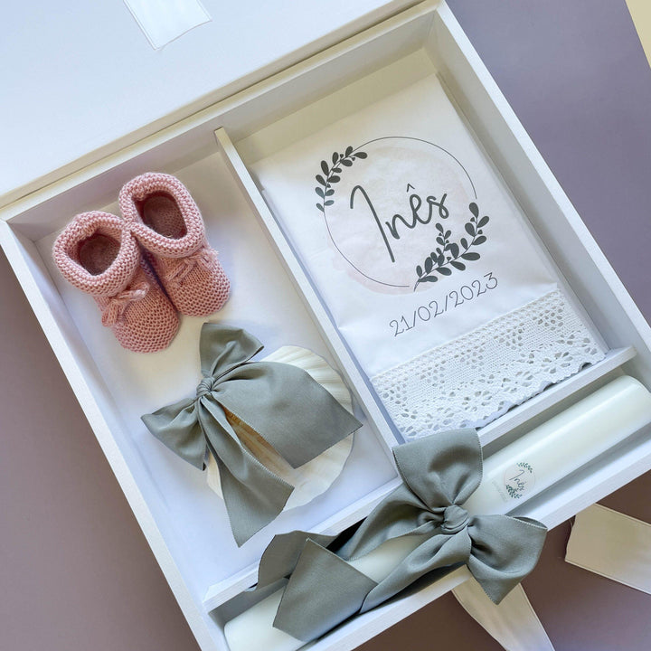 Caixa Batizado VELUDO PREMIUM para Vela Concha Toalha Roupa