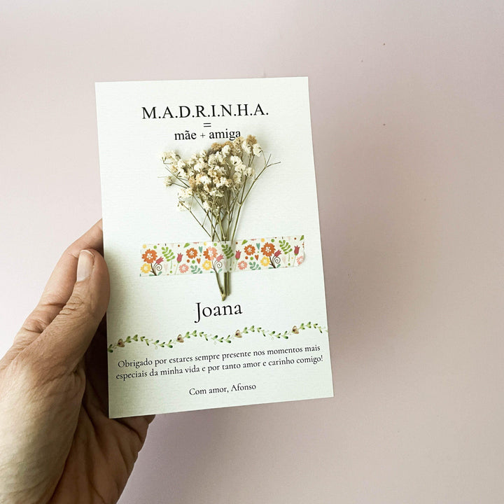 Cartão Postal de Amor Florido | Presente Madrinha