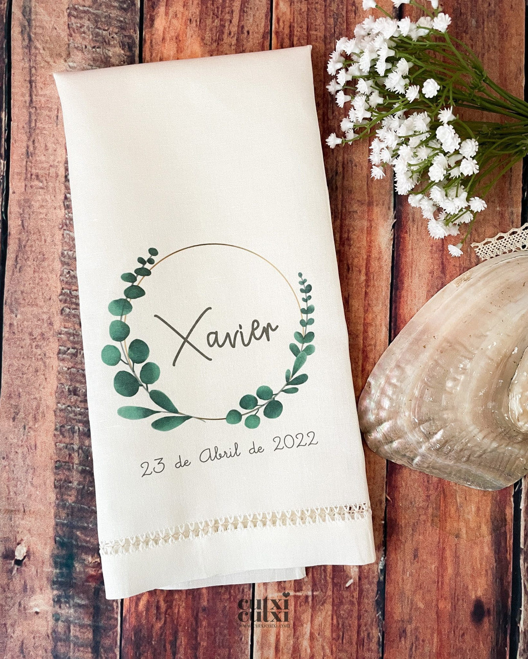 Toalha Batizado de LINHO com AJUR