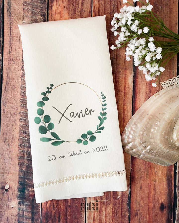 Toalha Batizado de LINHO com AJUR