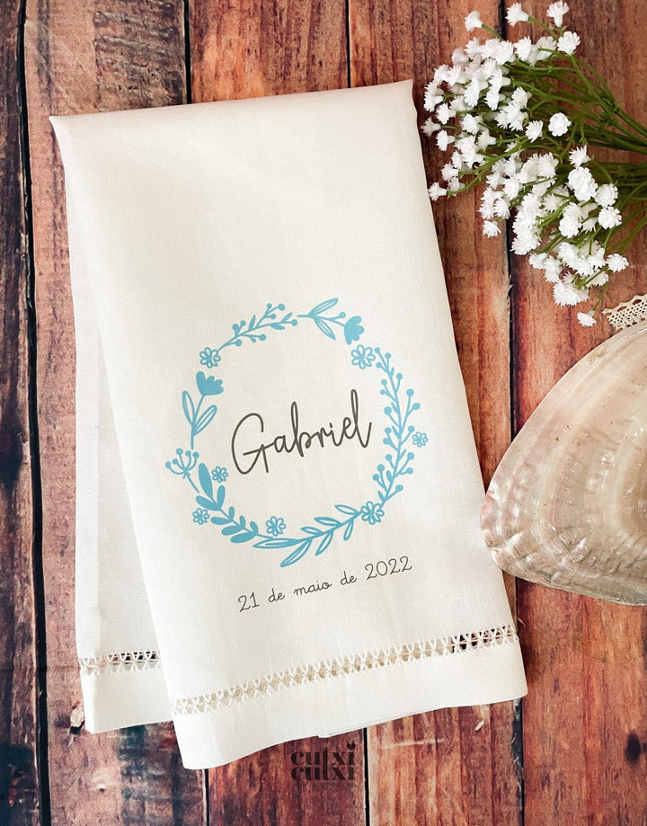 Toalha Batizado de LINHO com AJUR