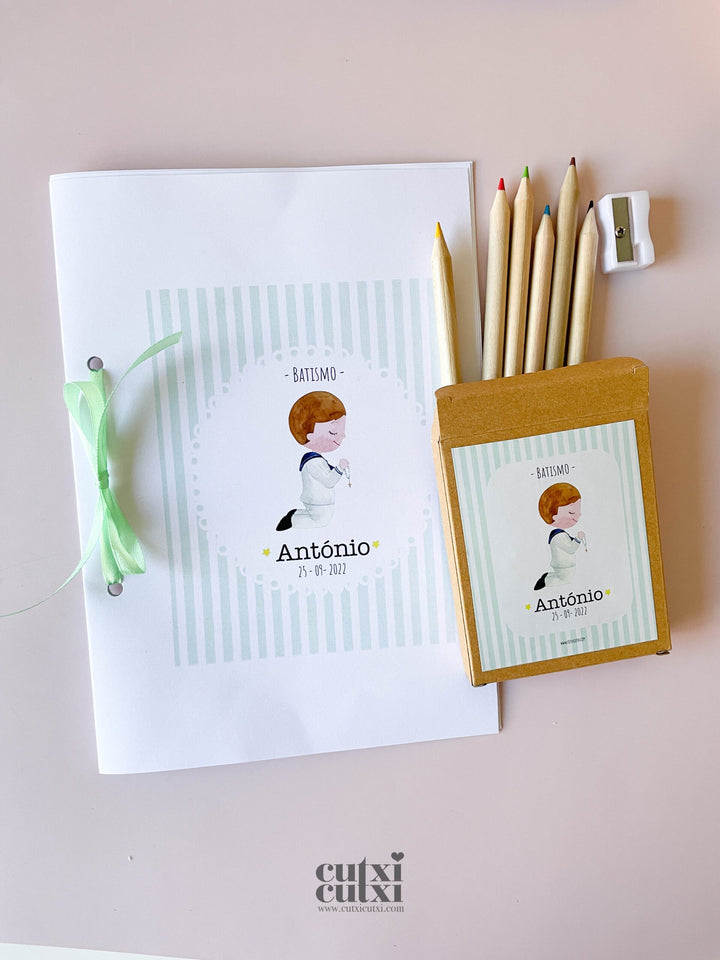 Conjunto de Mini Lápis mais caderno para Pintar (Presente de Aniversário, Batizados)