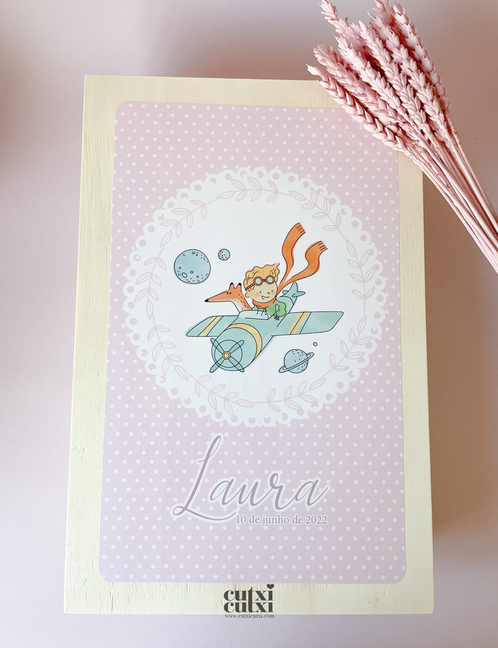 Caixa Batizado tema O Principezinho para Vela Toalha e Concha