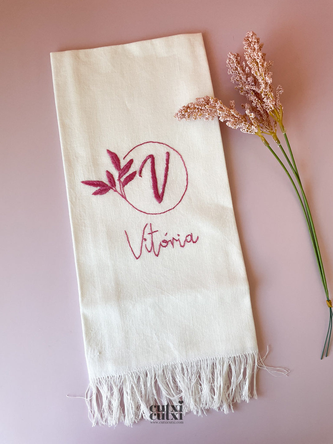 Toalha Batizado BORDADA à Mão - MONOGRAMA