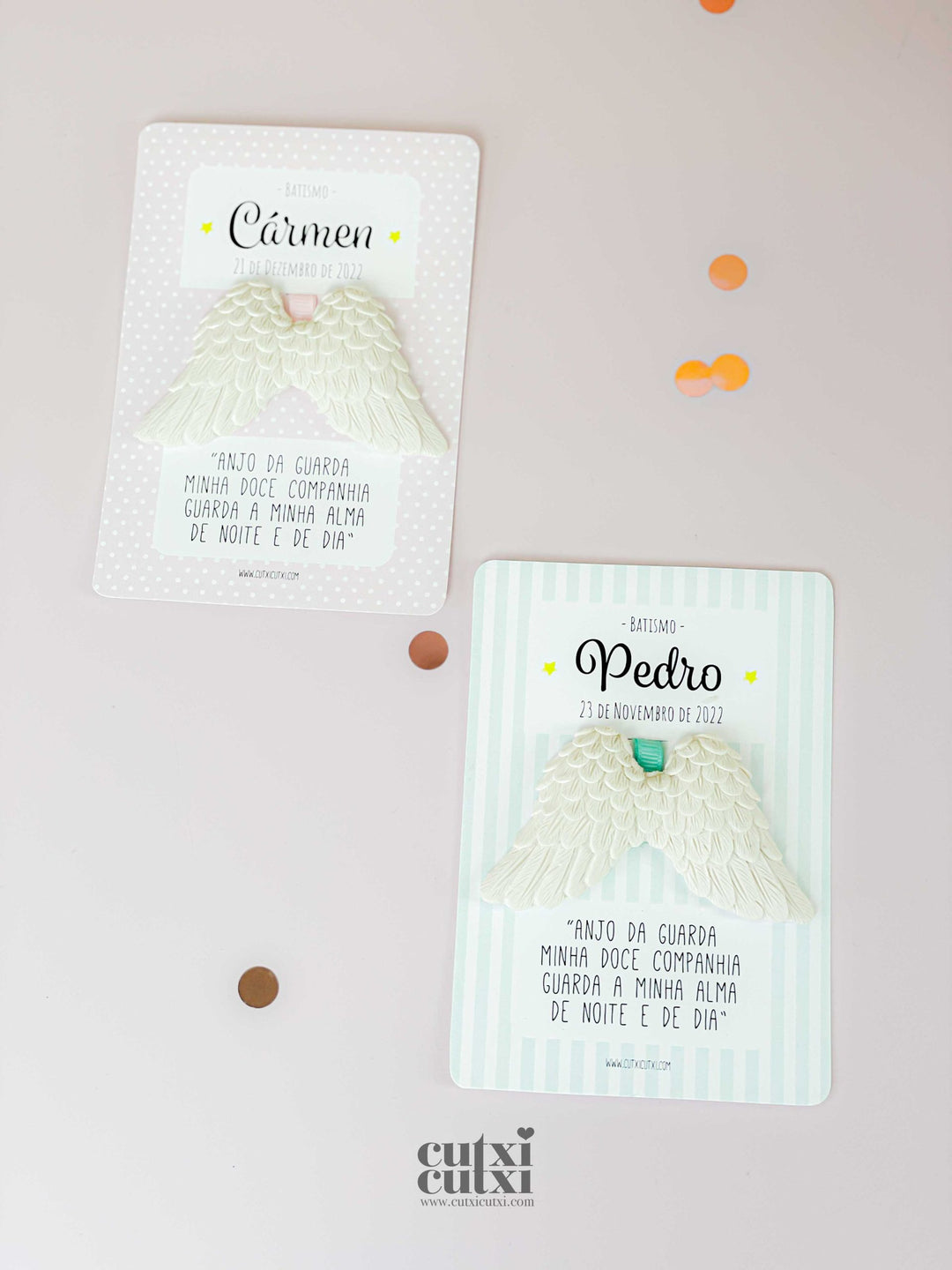 asas em gesso lembrança batizado 1º comunhão ou profissão de fé