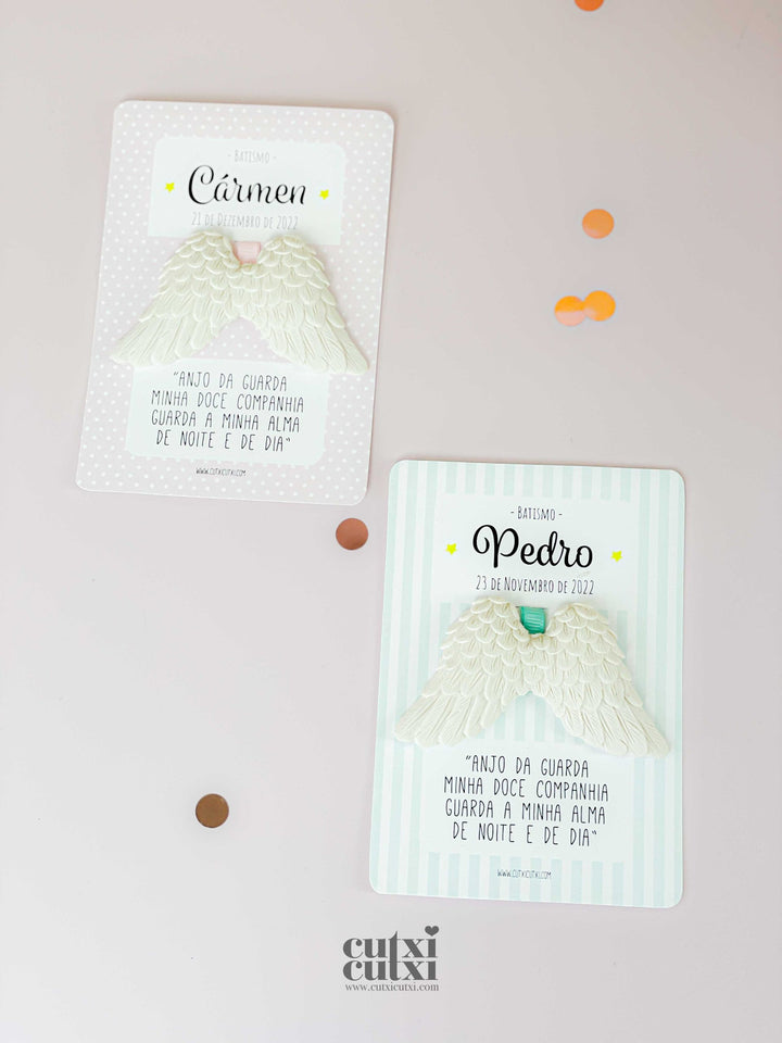 asas em gesso lembrança batizado 1º comunhão ou profissão de fé