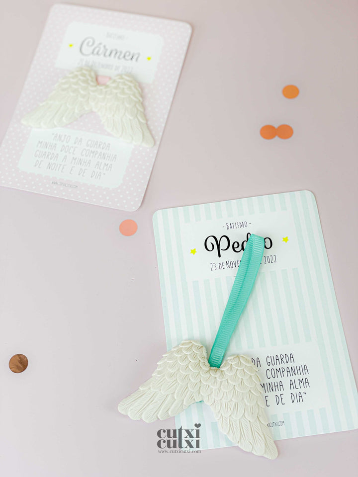 asas em gesso lembrança batizado 1º comunhão ou profissão de fé