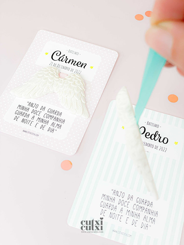 asas em gesso lembrança batizado 1º comunhão ou profissão de fé