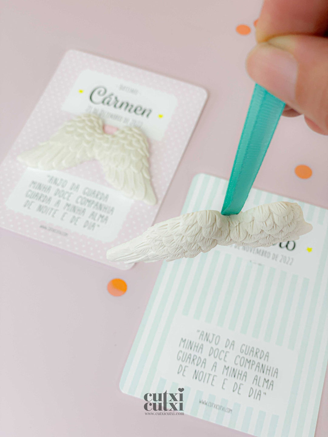 asas em gesso lembrança batizado 1º comunhão ou profissão de fé