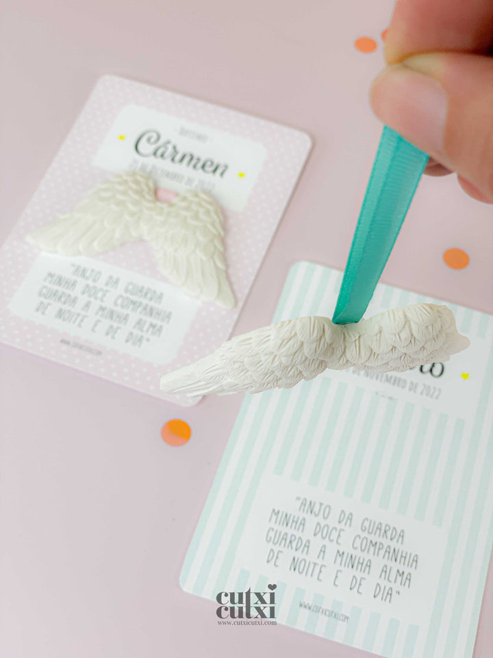 asas em gesso lembrança batizado 1º comunhão ou profissão de fé