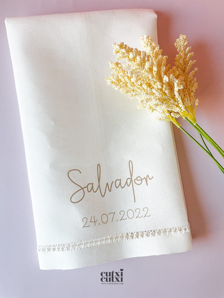 Toalha Batizado de LINHO com AJUR