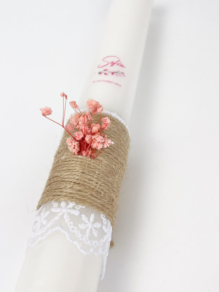 Vela Batismo modelo Sofia