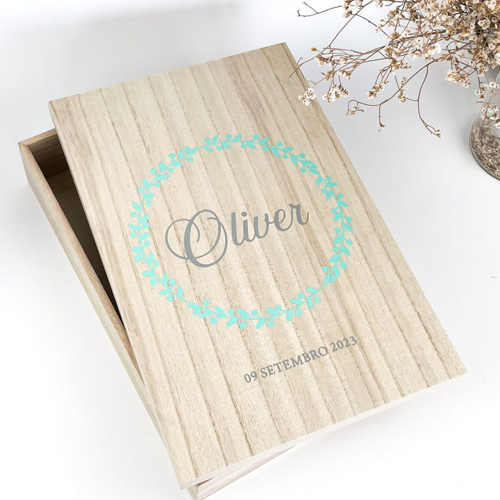 Caixa Batizado DELUX NATURE para vela toalha e concha