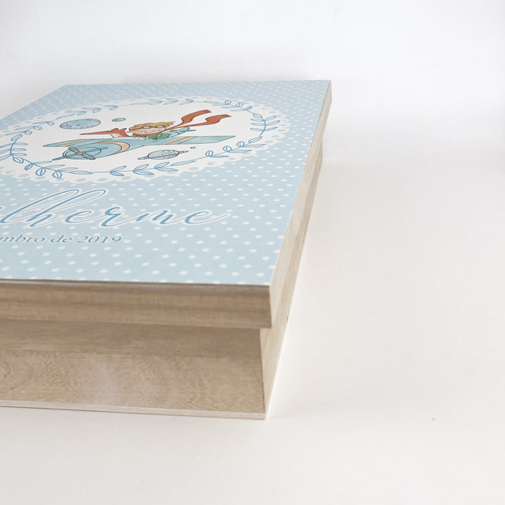 Caixa Batizado tema O Principezinho para Vela Toalha e Concha