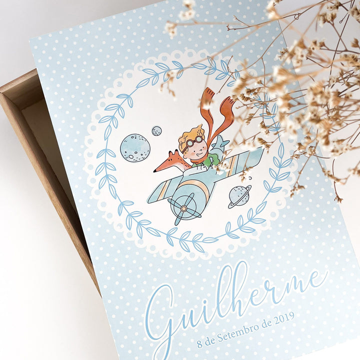 Caixa Batizado tema O Principezinho para Vela Toalha e Concha