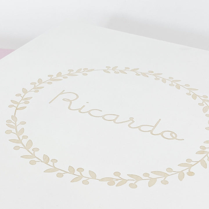 Caixa Batizado Pintada à mão GLAMOUR para Vela Concha Toalha e Roupa - grande