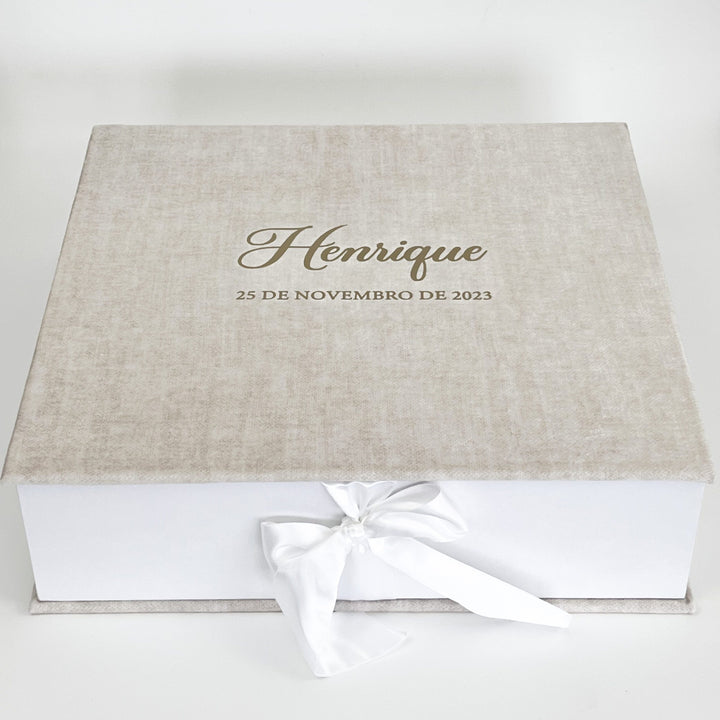 Caixa Batizado VELUDO PREMIUM para Vela Concha Toalha Roupa