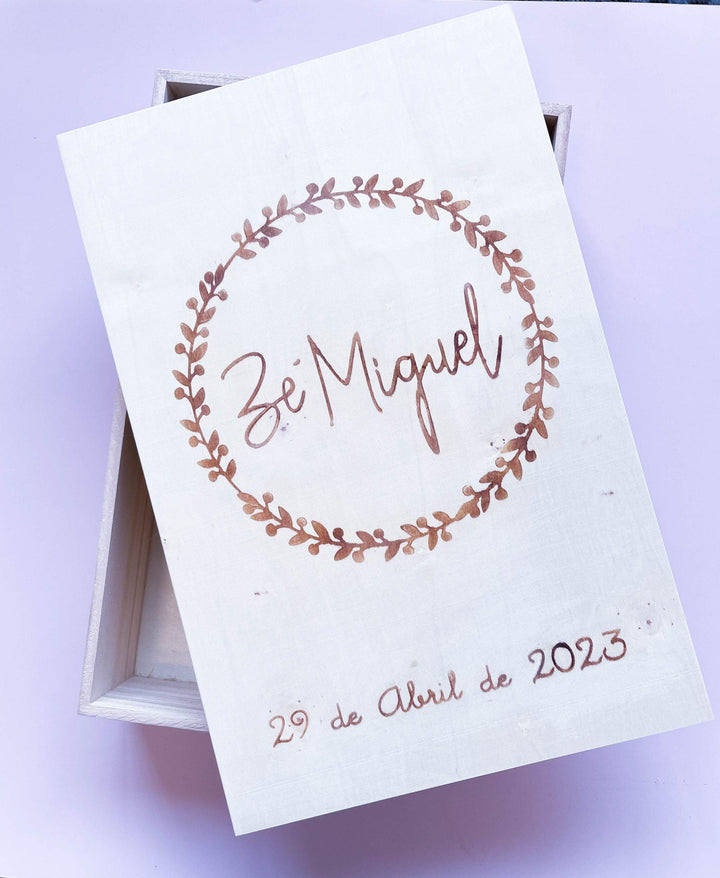 caixa para batizado para guardar artigos vela toalha pano ou concha de batismo em madeira-1