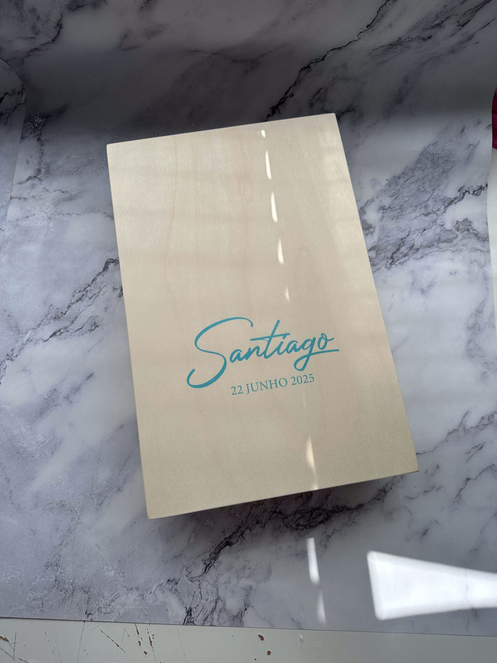 Caixa Batizado DELUX NATURE para vela toalha e concha