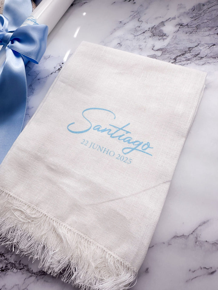 Toalha Batizado em LINHO com FRANJA