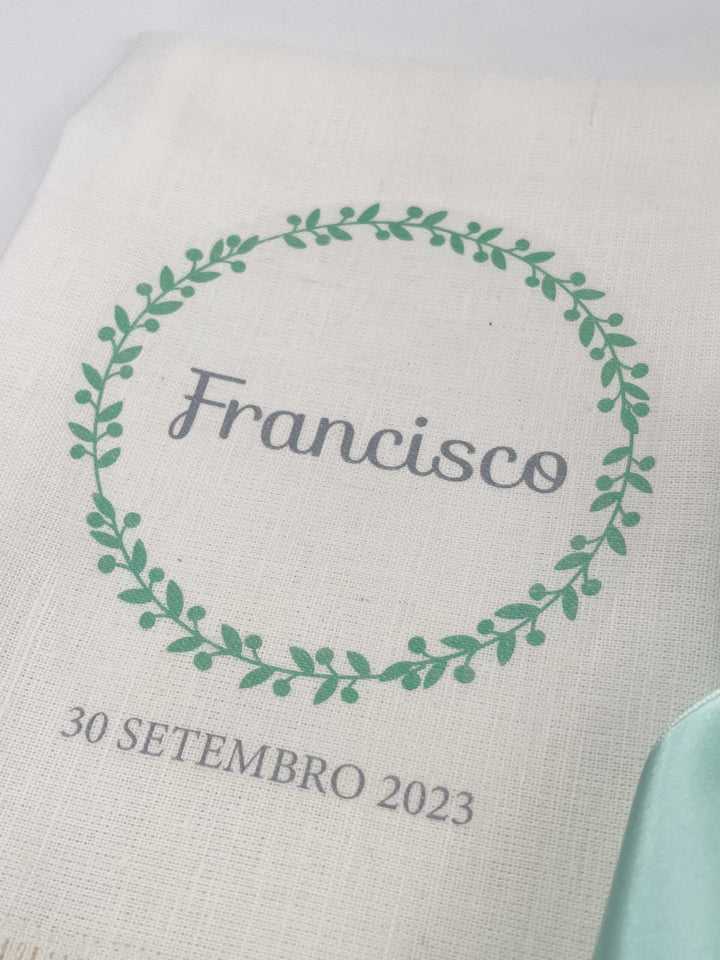 Conjunto Batizado DELUXE NATURE com Vela Concha Toalha e Caixa Grande - Gorgurão