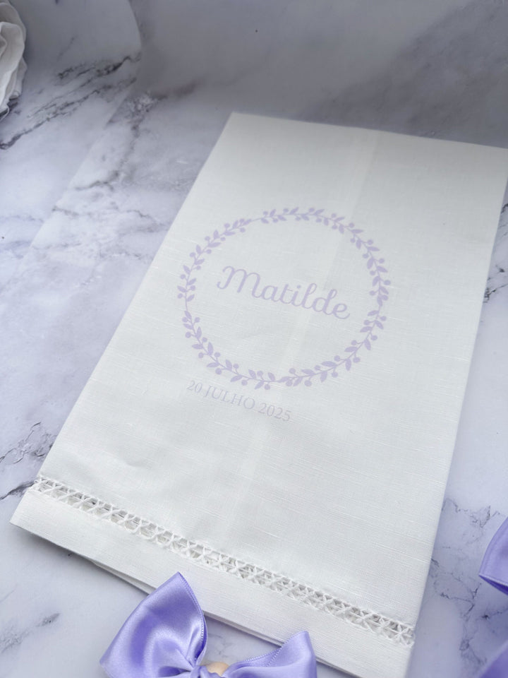 Toalha Batizado de LINHO com AJUR