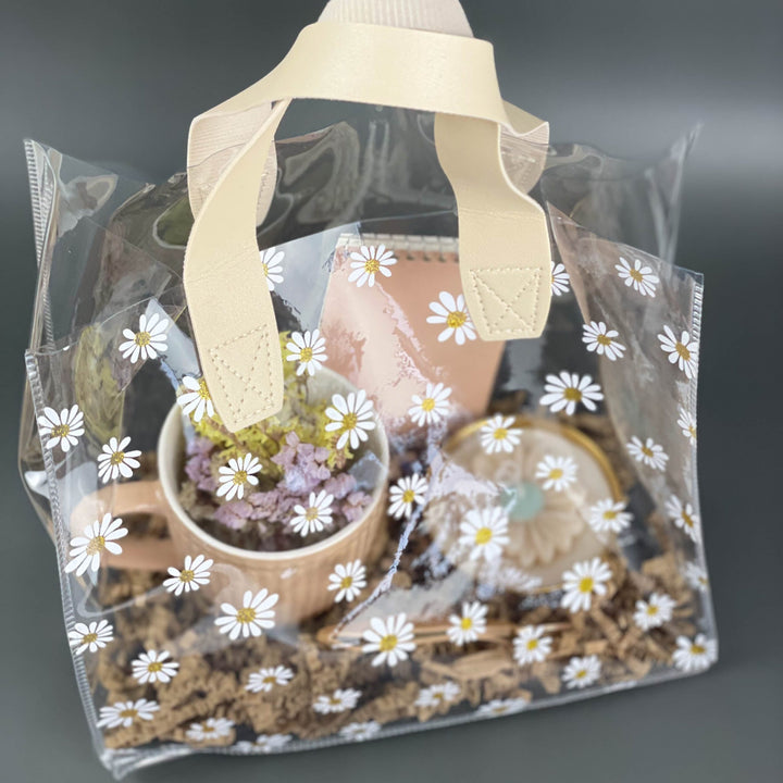 Conjunto Saco Margaridas pintadas em Tons de Bege | Presente Madrinha