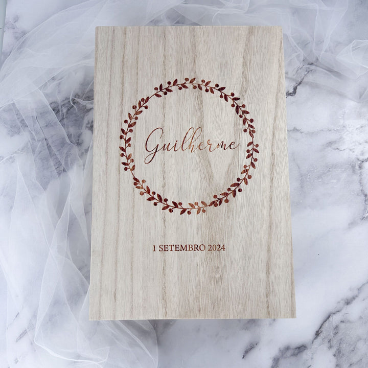 Caixa Batizado NATURE PREMIUM para vela toalha e concha