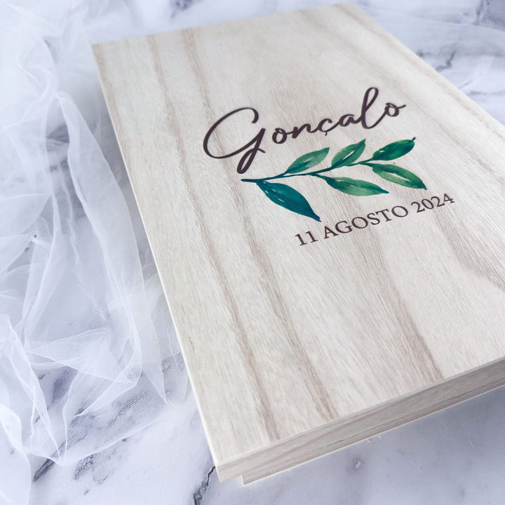 Caixa Batizado DELUX NATURE para vela toalha e concha