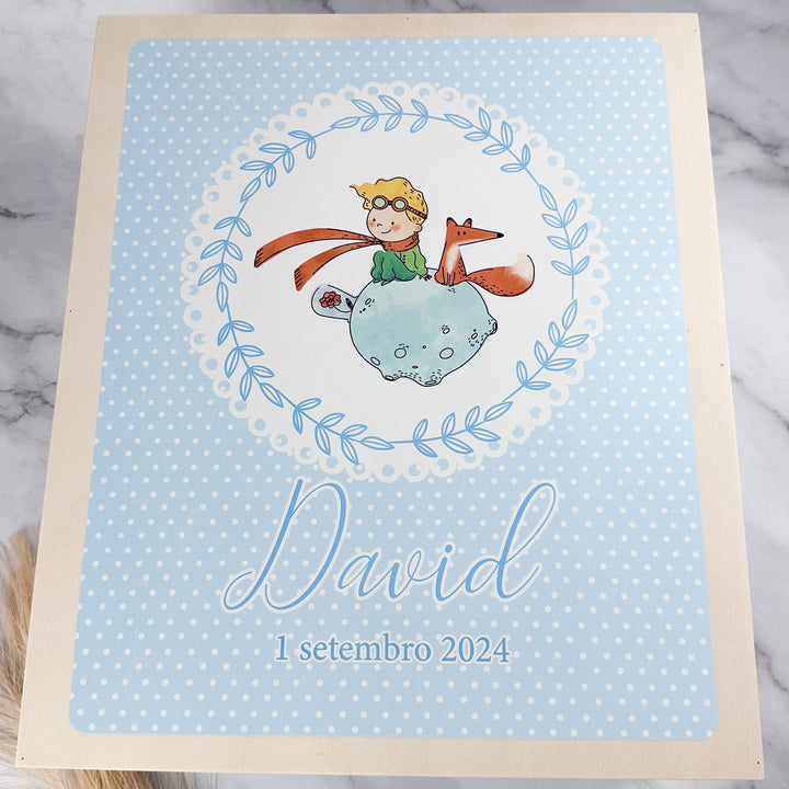 Caixa Batizado tema O Principezinho para Vela Toalha e Concha