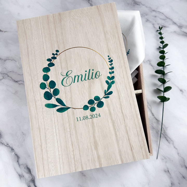 Caixa Batizado DELUX NATURE para vela toalha e concha