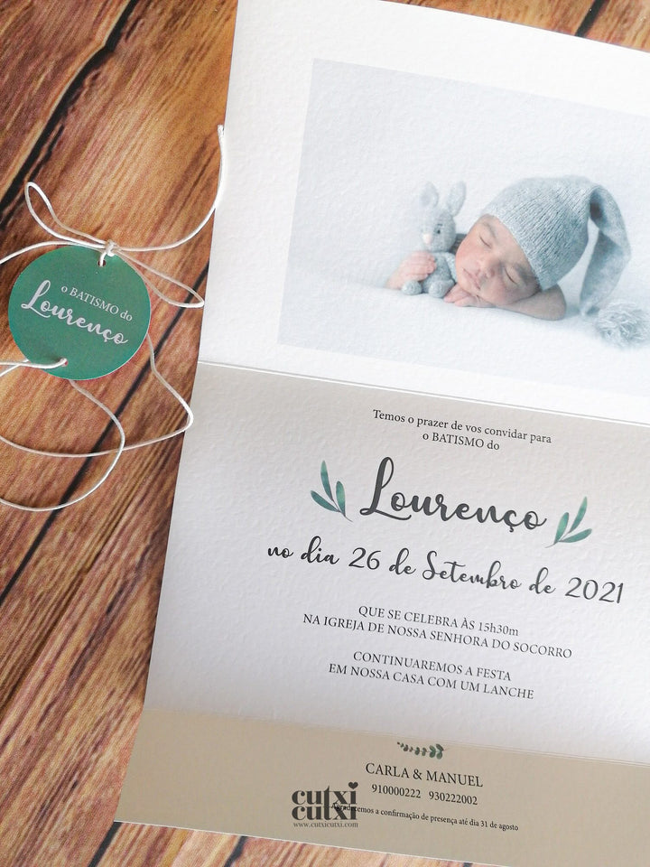 Convite Batizado - Eucalipto