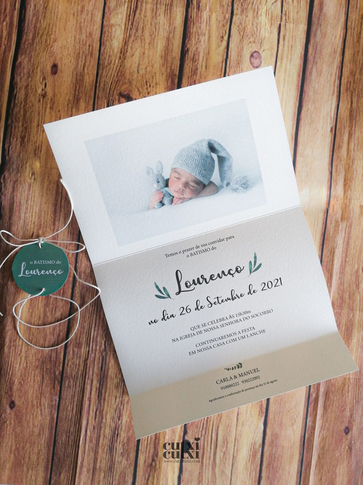 Convite Batizado - Eucalipto