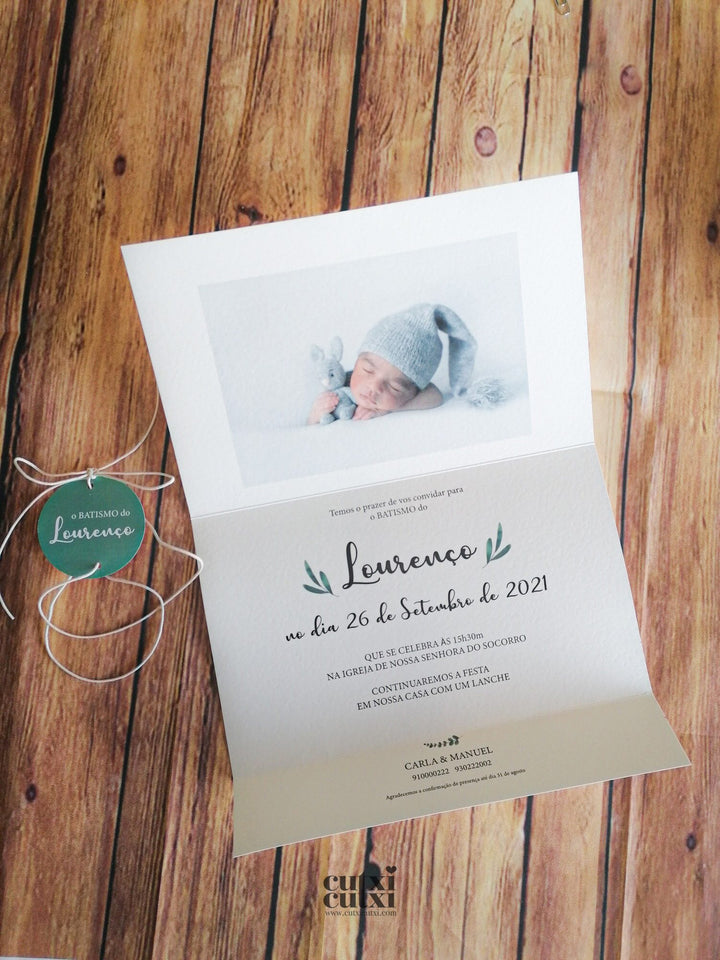 Convite Batizado - Eucalipto