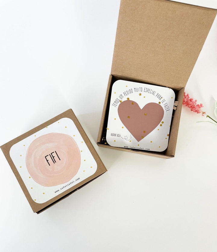 Anúncio em Raspadinha com Caixa - Aguarela Rosa