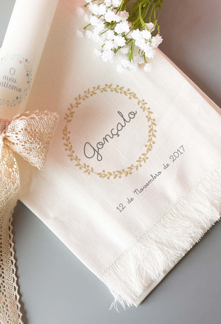 Toalha Batizado em LINHO com FRANJA