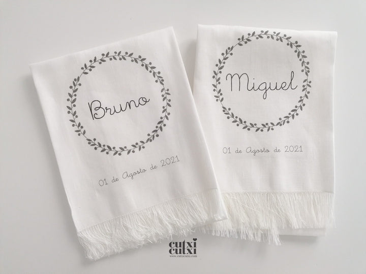 Toalha Batizado em LINHO com FRANJA
