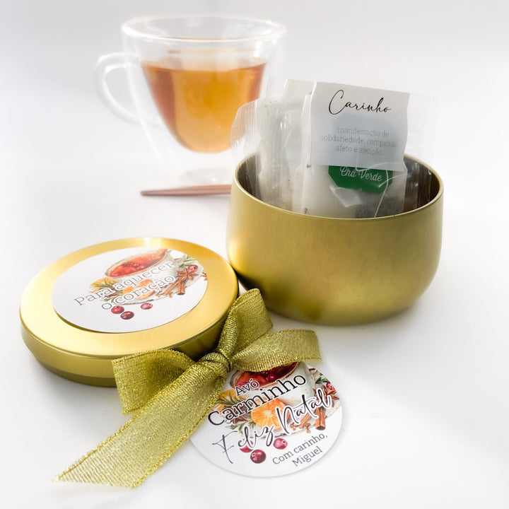 Lata de Chá Personalizada - Para Aquecer o Coração