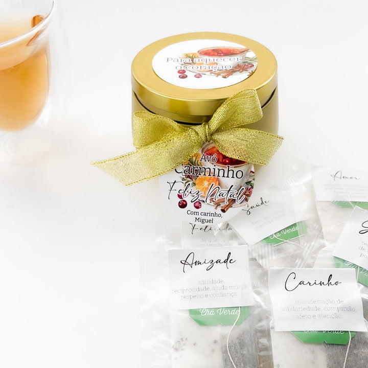 Lata de Chá Personalizada - Para Aquecer o Coração