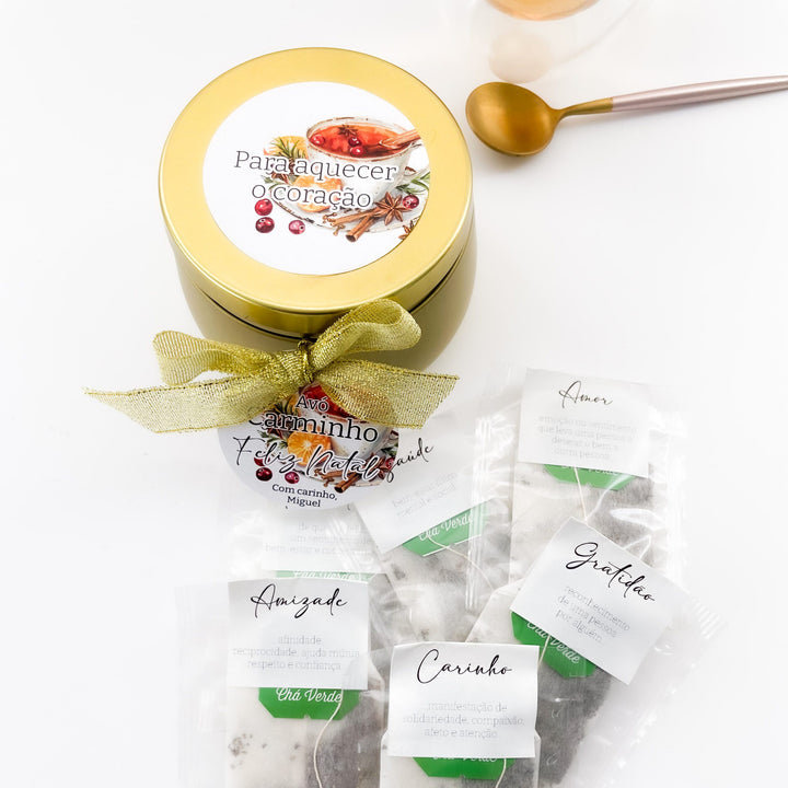 Lata de Chá Personalizada - Para Aquecer o Coração