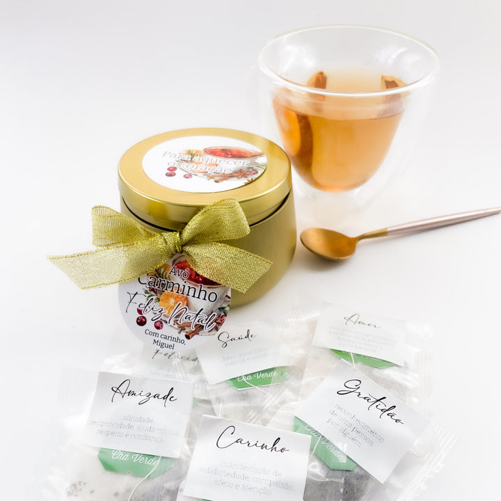 Lata de Chá Personalizada - Para Aquecer o Coração