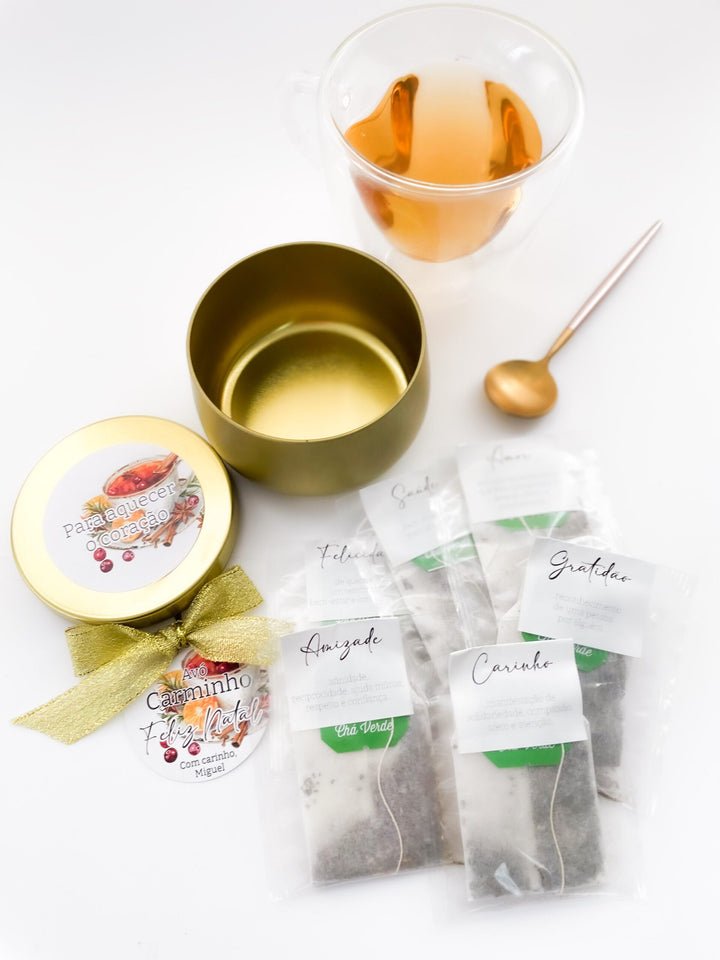 Lata de Chá Personalizada - Para Aquecer o Coração