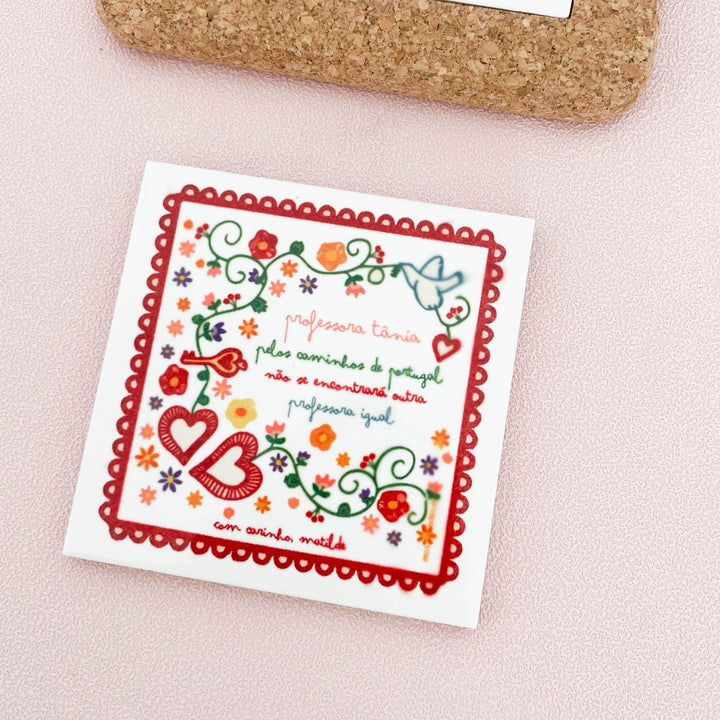 Azulejo com mensagem personalizada (Presente para Docentes, Educadoras, Auxiliares)