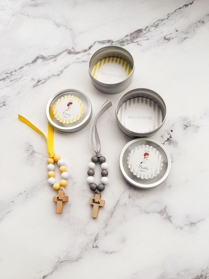 Mini Terço Dezena em Latinha - Lembrança para Batizado