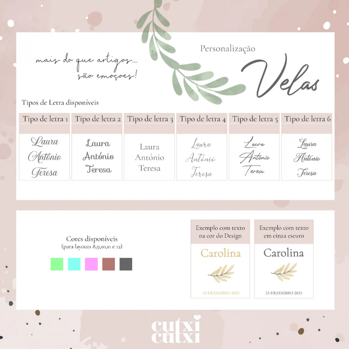 Vela Batismo modelo Sofia