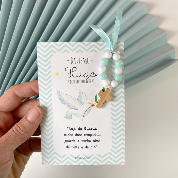 Mini Terço Dezena com Pagela - Lembrança para Batizado - Cutxi Cutxi - Presentes Personalizados