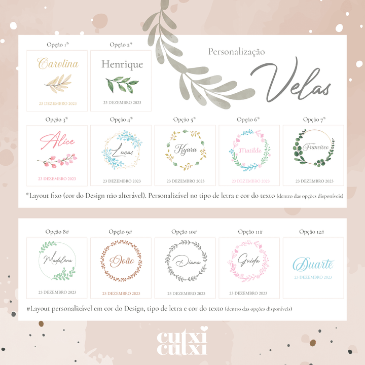 Vela Batizado coleção POEMA