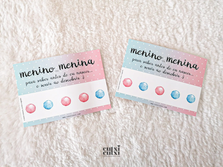 Anúncio de Revelação do Sexo do Bebé com Surpresa com Raspadinhas