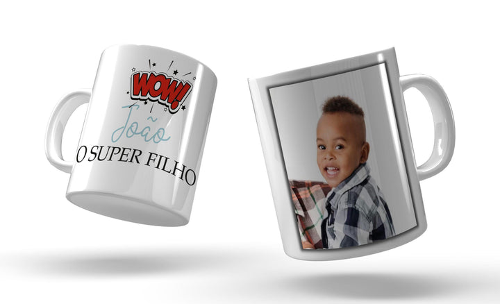 Conjunto Caneca Grande e Caneca Pequena Super Pai + Super Filho/a Wow